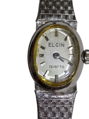 Vintage Elgin Women's Silver-Tone Quartz Watch with Gold Accent Working